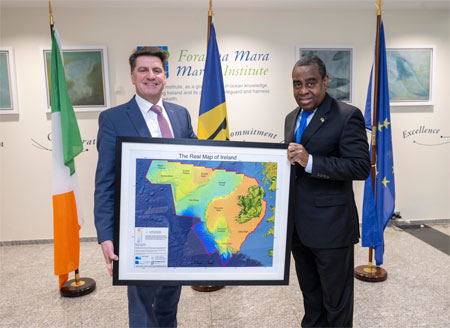Dr Rick Officer, CEO of the Marine Institute with The Barbados Ambassador to Ireland, His Excellency, Mr Cleviston Haynes at the Marine Institute, Rinville, Oranmore, Co. Galway. 