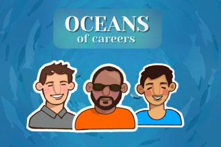 An illustration with headshots of scientists