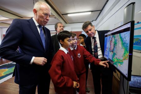 Minister Timmy Dooley TD and Marine Institute CEO Dr Rick Officer mark 20 years of the Explorers Education Programme that has helped thousands of children understand the vital connection between our lives and the sea. The milestone was celebrated at the launch of ‘Our Ocean, Our Future,’ a new suite of resources bringing Marine Spatial Planning and ocean literacy to schools nationwide, at St Conaires National School, Clare. Pic: Eamon Ward. 