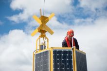 Weather buoy with solar power and marine worker