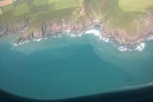 Bloom of Karenia mikimotoi extending along coastline SW Cork taken from Air Corps Casa  Aircraft_Joe Silke Marine Institute
