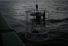 CTD being lowered into water_Image courtsey of the Marine Institute