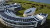 Drone footage displaying solar panels on the roof of the the Marine Institute HQ in Oranmore