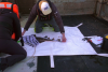 Dr Ross O’Neill, Marine Institute scientist tagging sharks in Tralee Bay 